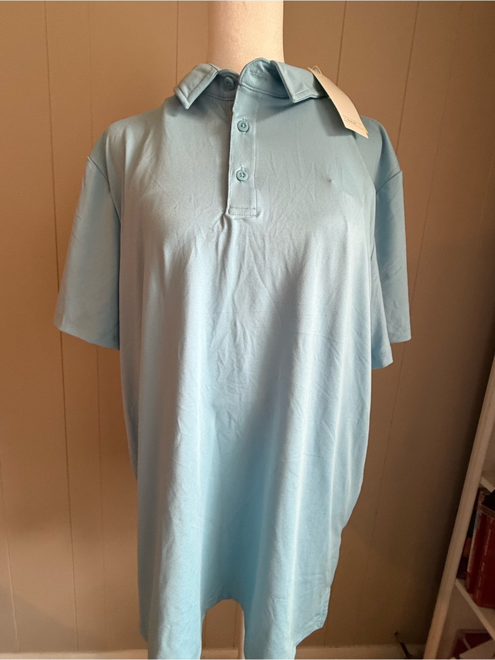 Light Blue Men's Polo Shirt - Classic Short Sleeve size L